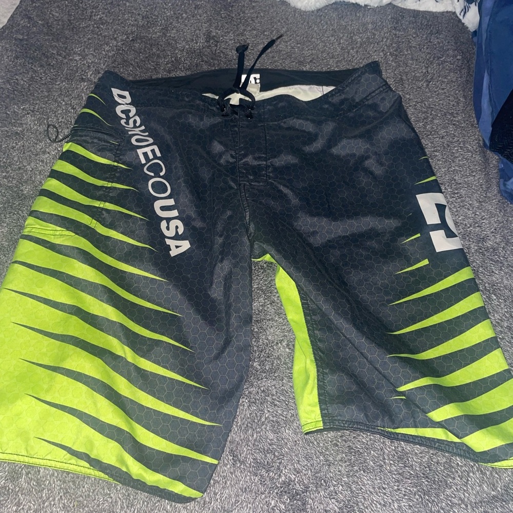 DC Shoes Black and Green Board Shorts